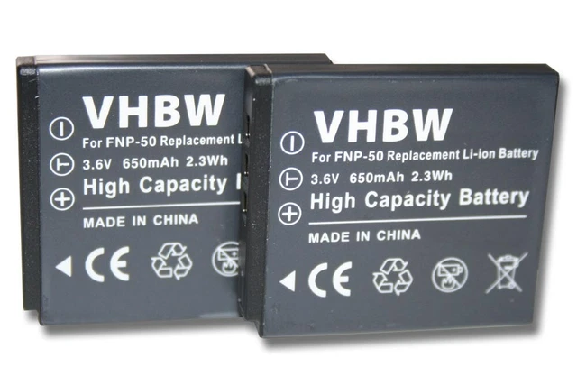 2x Batteria per Fujifilm FinePix F100fd, F200, F200EXR, F300 EXR 650mAh