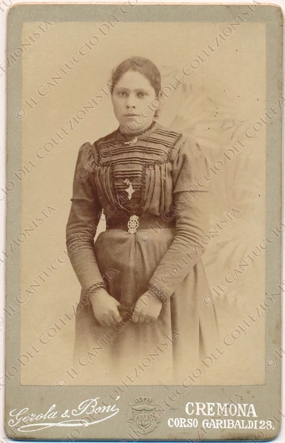 1890c Ritratto donna Fotografia albumina Edoardo Gerola Egidio Boni Cremona