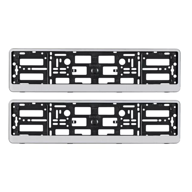 2 x SILVER NUMBER PLATE SURROUNDS HOLDER FRAME PAIR FOR ANY SKODA CARS