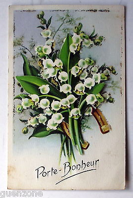 Découpis Carte Postale Bonne Année Muguet Panier de Fleurs Réf.B.44 