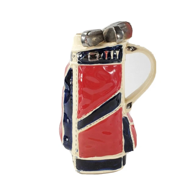 Ceramic Golf Bag Flower Vase Pen / Pencil Holder Vintage Decor Wind Up Music Box