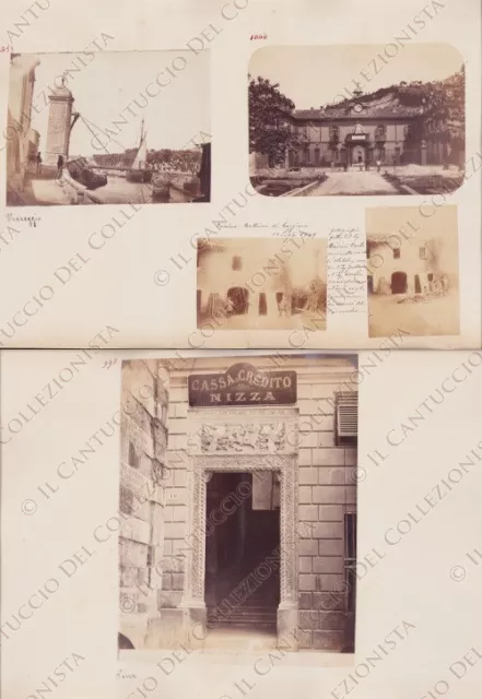 1870c GENOVA Cassa di credito Nizza Viareggio Gaggiano Fotografia albumina