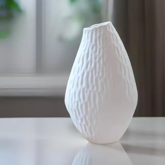Vaso bianco opaco ceramica, vaso da fiori moderno per tavolo, minimalista cm 30