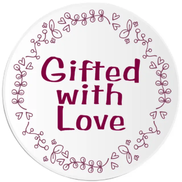 Gifted With Love - 100 Pack Circle Stickers 3 Inch - Gift Present