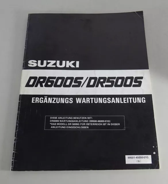 Manuale Officina Supplemento Suzuki Moto Dr 650 S / Dr 500 S Stand 04/1986