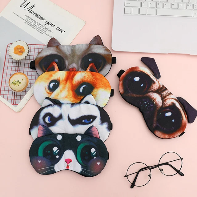 Venda para los ojos, nariz adaptada, patrón de perro 3D relajado, ojal, resistente al desgarro