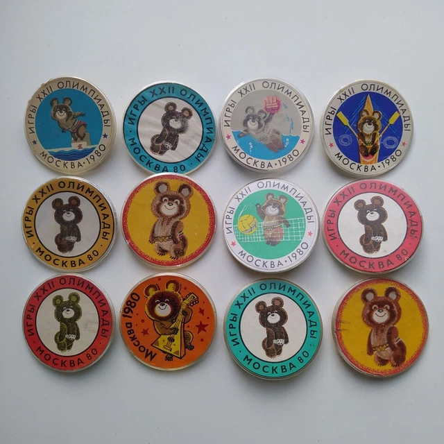 Set spilla per distintivo dell'URSS sovietica vintage set 1980 Olimpiadi...