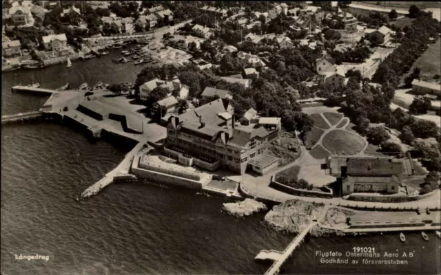 Göteborg Långedrag Schweden Sverige AK ~1940 Flygfoto Fliegerbild Godkänd Hafen