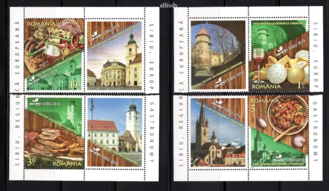 ROMANIA 2019 Architecture, Buildings, Hermannstadt, Sibiu Gastronomy, Labels MNH