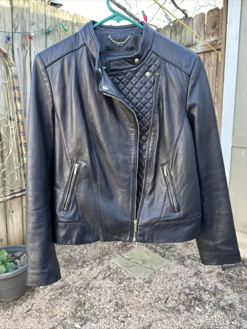 Cole haan 2025 asymmetrical leather jacket
