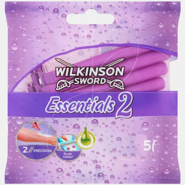 Wilkinson Essentials 2 pour Femme Sachet de 5 Rasoirs enrichis en ALOE VERA doux