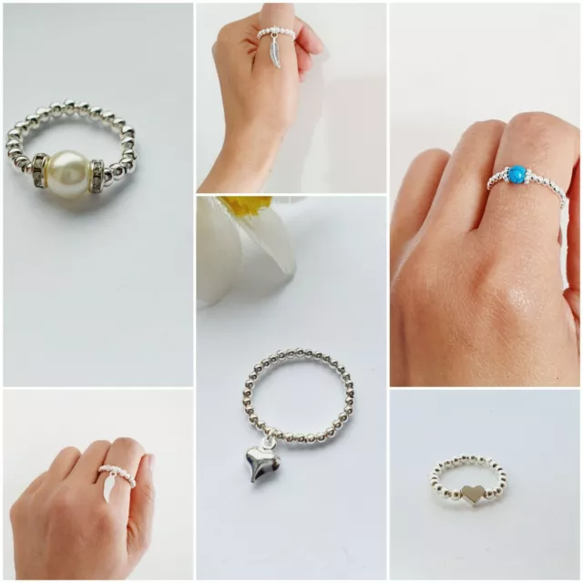 Sale !!! Silver Plated Finger ring stretch cute rings stacker Christmas gift UK