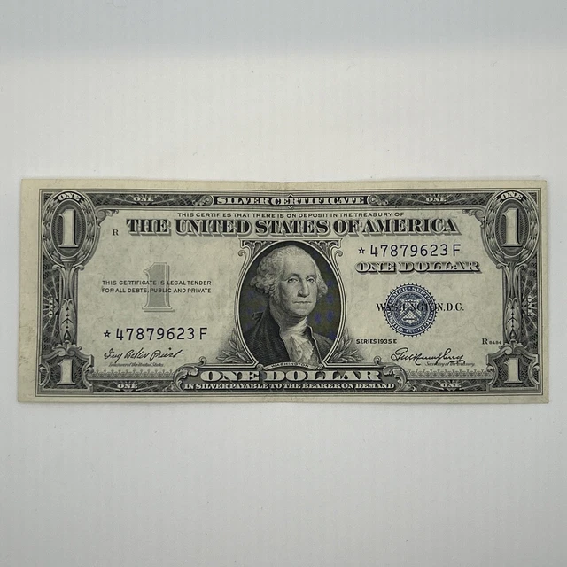 Series 1935 E Blue Seal $1.00 One Dollar Silver Certificate Star Note Crisp 21