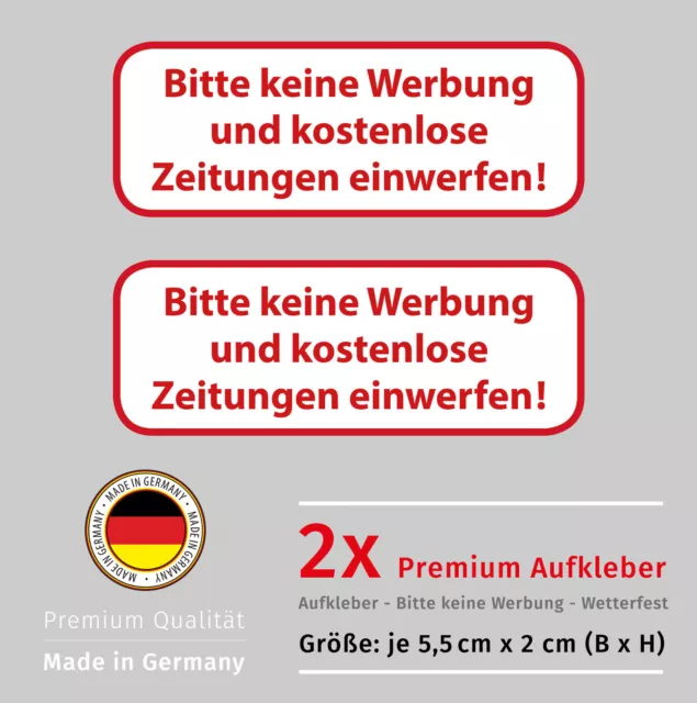 2X AUFKLEBER KEINE Werbung einwerfen für Briefkasten Briefkästen Sticker  Schild EUR 2,79 - PicClick DE