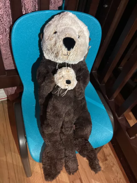 Monterey Bay Aquarium 20” SEA OTTER MOM & PUP BABY PLUSH Stuffed Animal NWT