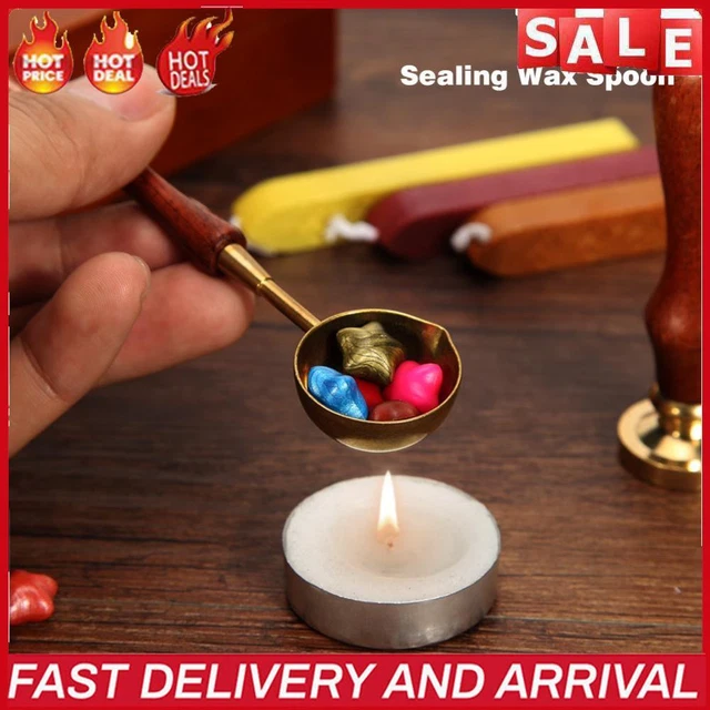 Retro Fire Wax Seal Stamp Metal Wax Stick Vintage Wood Handle Sealing Wax Spoon