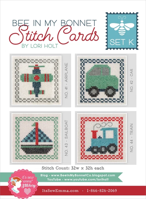 Juego de 4/paquete de tarjetas de punto de Emma It's Sew en mi capó K, paquete de 3