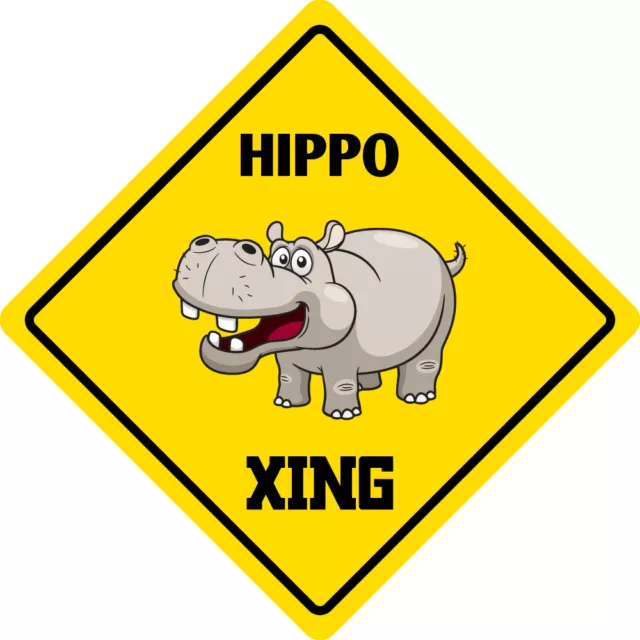 *Aluminum* Hippo Crossing Funny Metal Novelty Sign 12"x12"