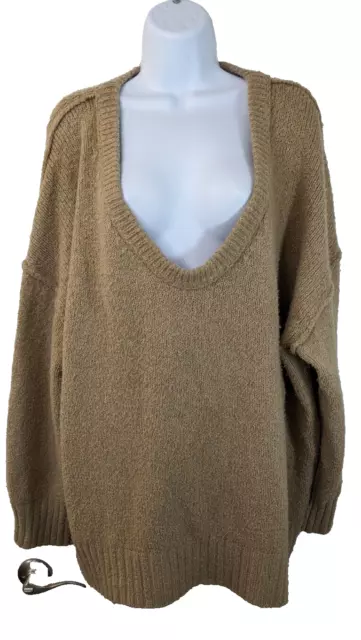 Free People, women's pullover sweater, brown, size L