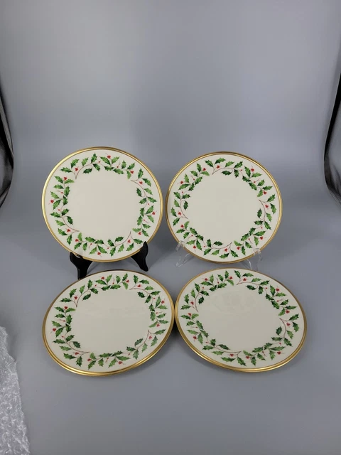 Set of 4 Lenox China Holiday 8 1/8" Salad Plates