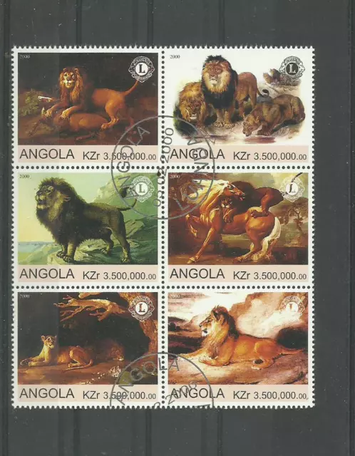 Angola sehr schöner Zusammendruck 6 Marken Löwen