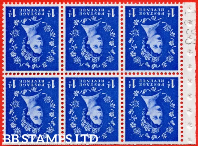 SG. 571wi. SB30ad. 1d Ultramarine. An UNMOUNTED MINT booklet pane of 6 wi B68030