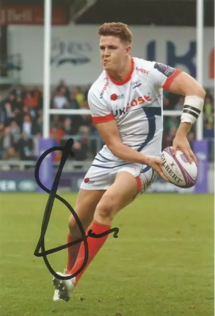 SALE SHARKS RUGBY UNION: SAM JAMES SIGNED 6x4 ACTION PHOTO+COA