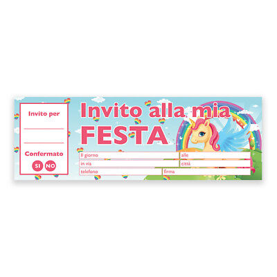 Kesote 24 Biglietti di Invito di Unicorno Biglietti della Lingua Italiana Biglietti di Invito per Compleanno di Bambini 24 Biglietti 24 Busta 