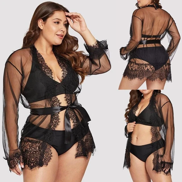 Ensemble de vêtements de nuit sexy plus maille vêtements de nuit sexy vêtemen