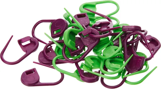 Marcadores de punto de bloqueo de plástico KnitPro KP10805, paquete de 30, púrpura y verde