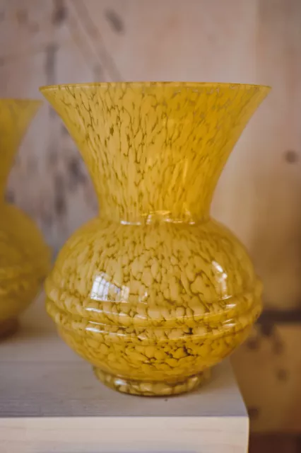 Coppia di vasetti anni '70 in vetro Murano - colore giallo