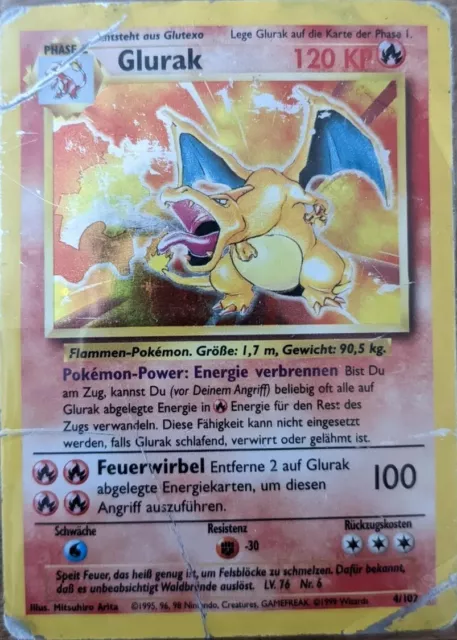 Pokemon | Glurak Base Set 4/102 Charizard  | Rarität Holo | Deutsch Played