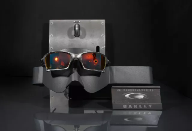Oakley X-SQUARED Plasma Finish Sunglasses-Fire Iridium Polar Lens+Vault+Soft Bag