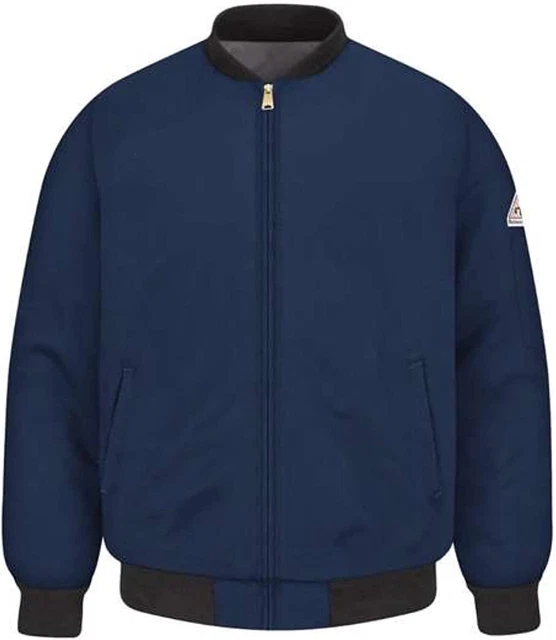 Bulwark Mens Flame Resistant 9 Oz Twill Cotton Excel Fr Team Jacket Navy Medium