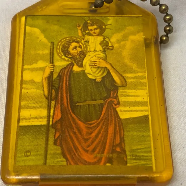 Vintage St Christopher Key Chain Plastic