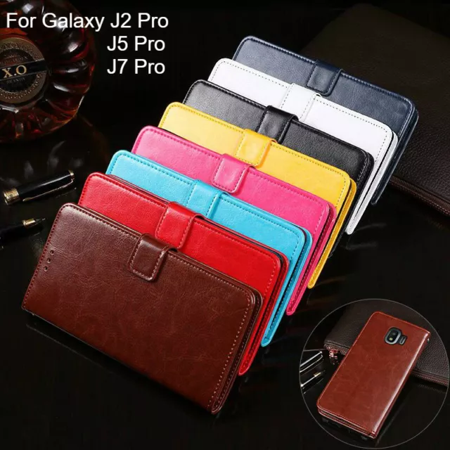 For Samsung Galaxy J2 J5 J7 Pro Premium Wallet Leather Case Flip Card Cover