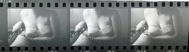 1960s Sexy Mature Woman in Lace Bra B&W Negative Strip 35mm
