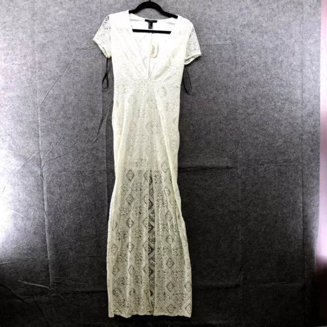 NWT Forever 21 White Lace Dress Size Small S Ivory Short Sleeve V-neck Victorian