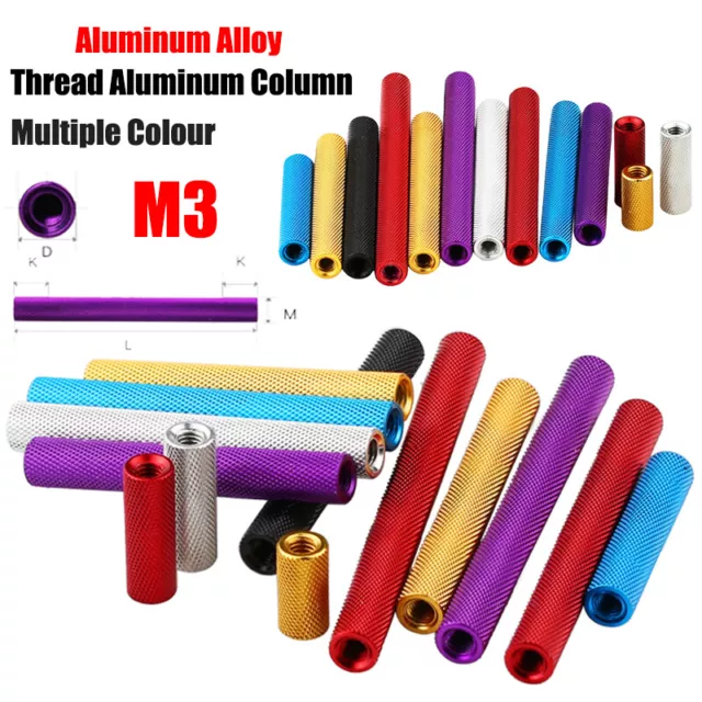 Diamond Grain M3 Thread Sleeve Aluminum Alloy Column Round Stud Standoff Pillars