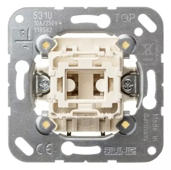 Jung Taster 1-poliger Schließer Unterputz 10 AX 250 V 531U