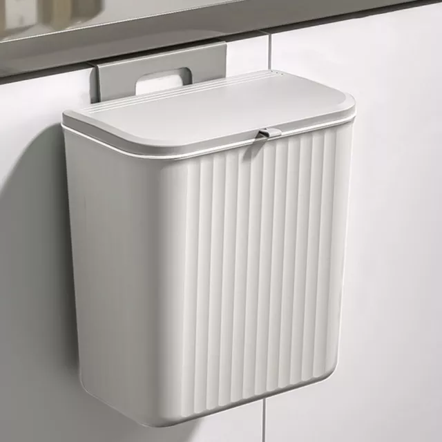 6/7/9/10L Wall/Door Hanging Trash Can with Lid Kitchen Under Sink Cupboard Bin