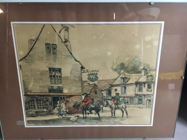 Gravure Ancienne " Scene De Village Animee "