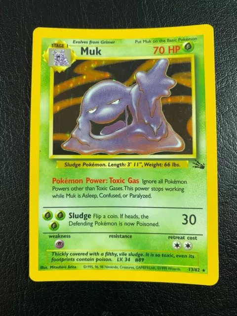 Pokemon WOTC 1999 Fossil Base Set Muk Holo Rare Vintage Pokemon Card