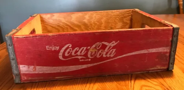 Vintage COCA-COLA Wooden Red Soda Pop Crate Box Coke Soft Drink Metal Edges