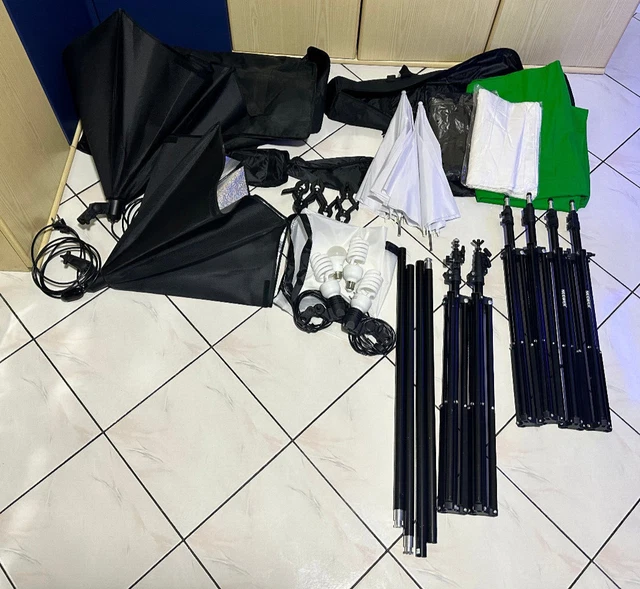 Kit Illuminazione Studio Fotografico Pro Neweer-GreenScreen/Luci/ombrelli/SoftBx