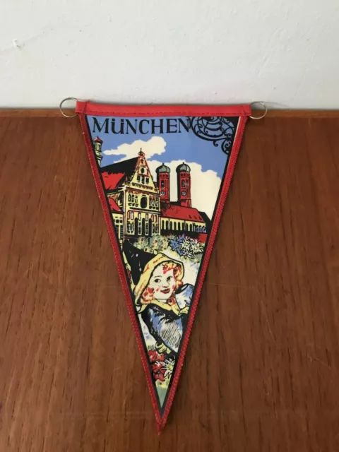 Vtg 70's Bayern Munchen Munich Plastic Mini Pennant Flag 7" Frauenkirche Church