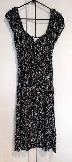 Leith Sleeveless Dress, Women's Medium, Black/White, Midi
