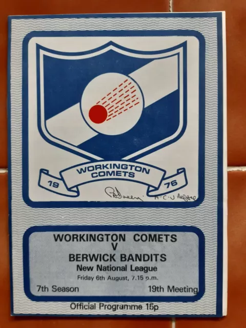 WORKINGTON vs BERWICK SPEEDWAY PROGRAMME 06/08/1976 (VERY GOOD CONDITION)
