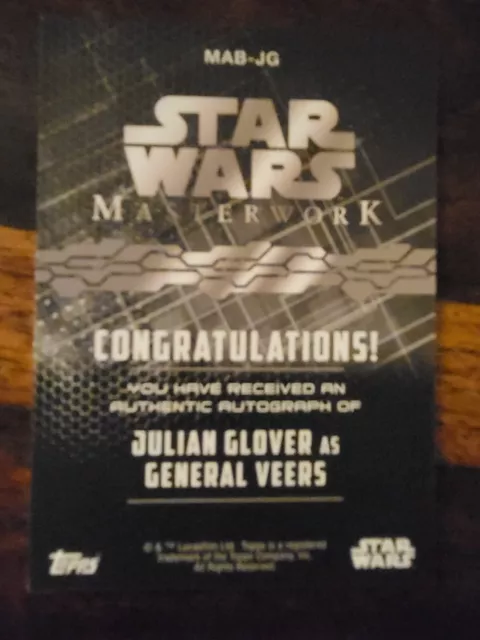 Topps Star Wars Masterwork 2017 Julian Glover General Veers Autograph Card 2