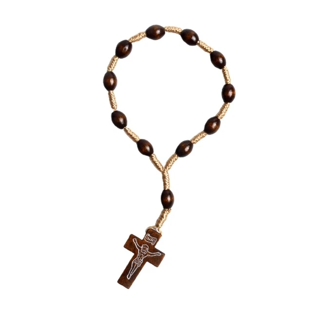 Rosario Católico Madera Rosario Cuentas Mini Rosarios con para Mujer Hombre
